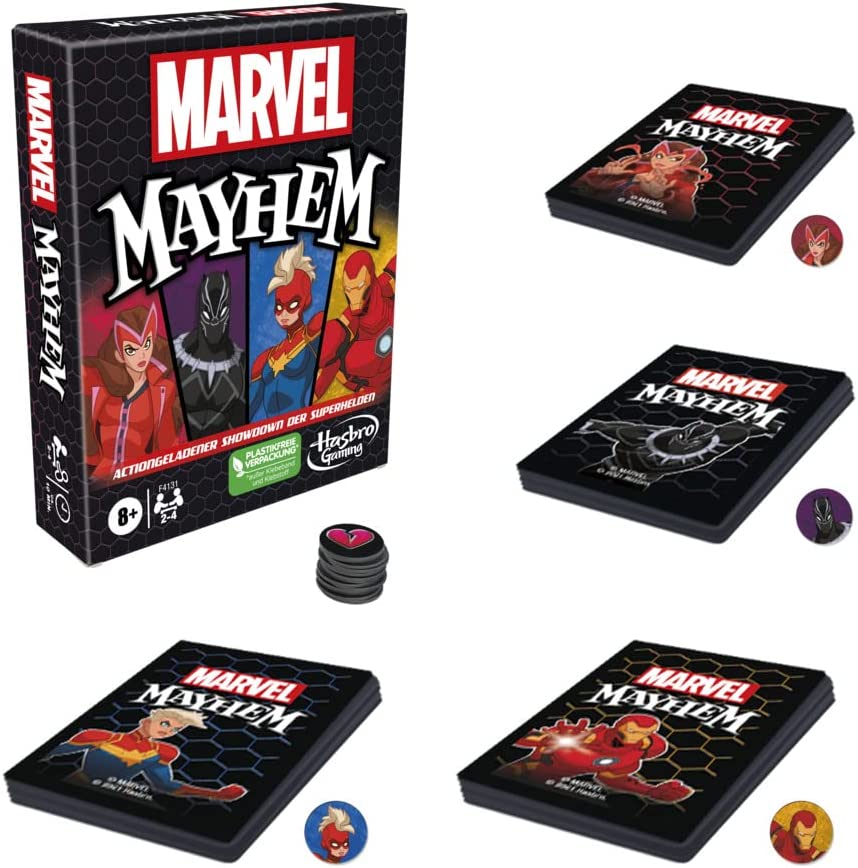 Marvel Mayhem Kartenspiel Superhelden, Familienspiel ab 8  Mattel   