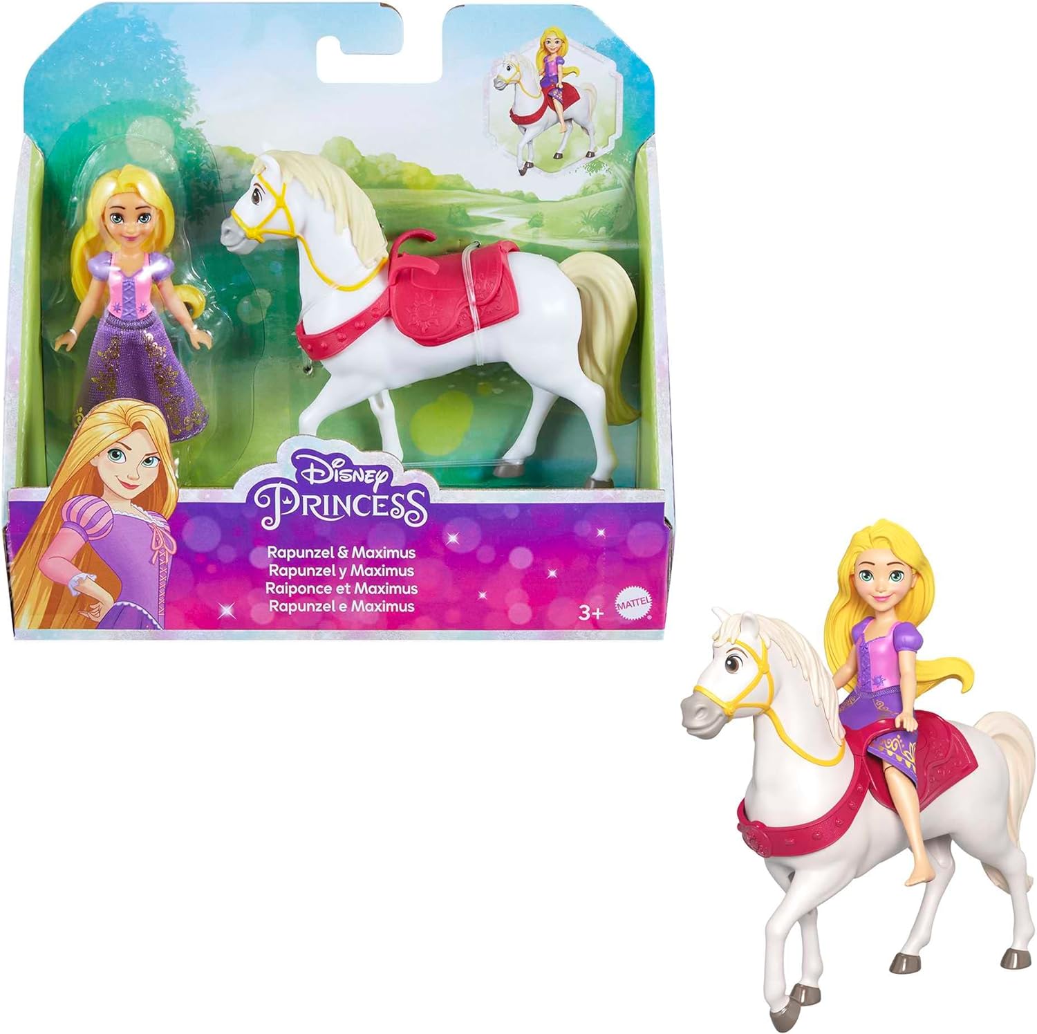 Disney Prinzessin, Rapunzelpuppe und Pferd Maximus Disneyfilm Rapunzel Neu verföhnt“ HLW84  Mattel   