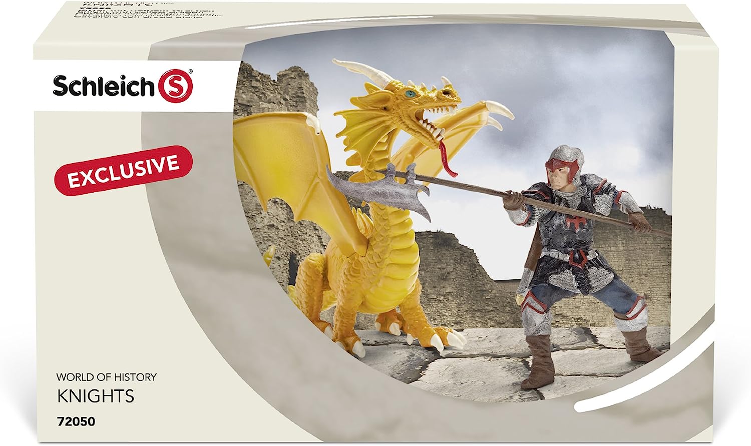 Schleich 72050 Goldener Drache & Drachenritter mit Stabwaffe