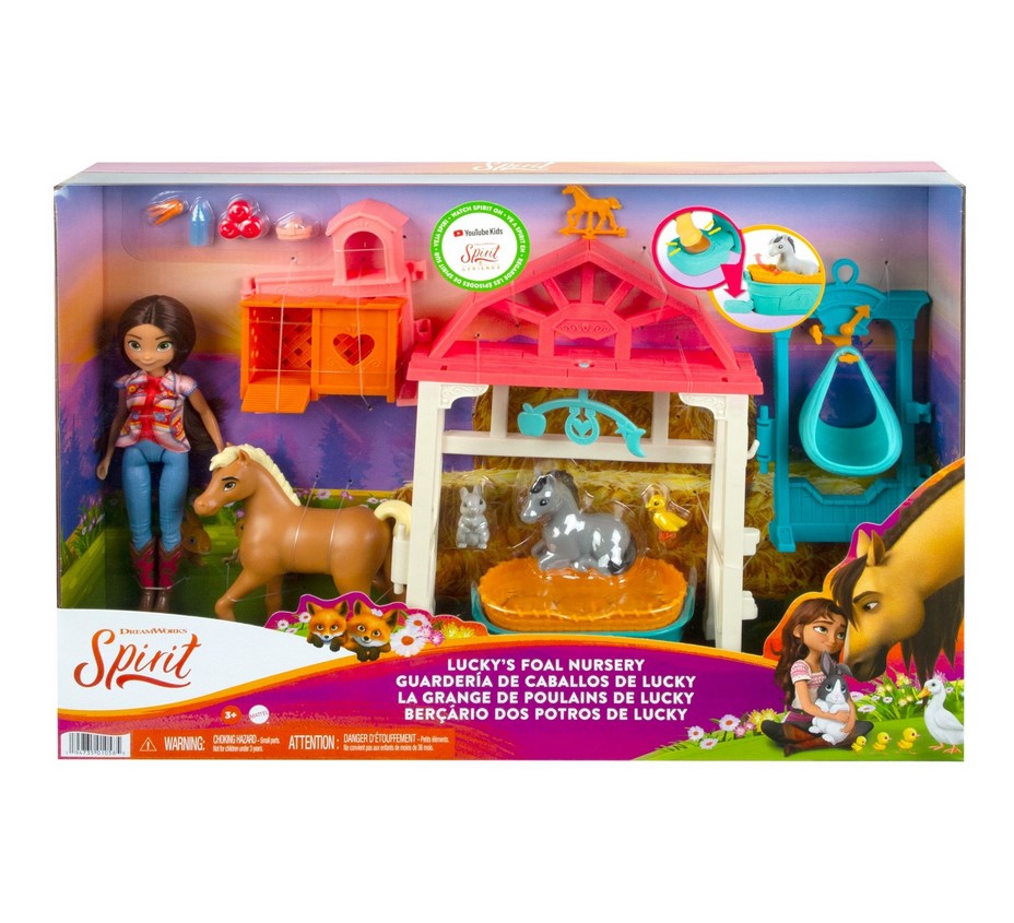 Mattel Spirit Luckys Tierbaby-Pflegestation mit Pony & Fohlen, Puppe HCH37