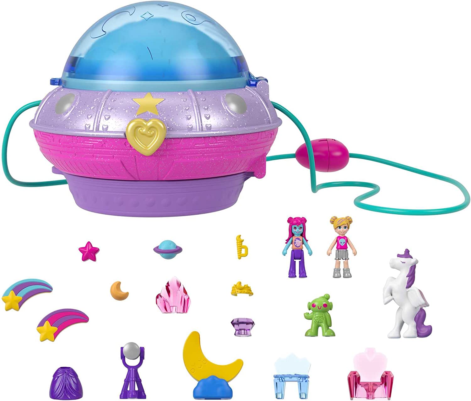Polly Pocket Doppelspaß Prinzessinnen-Ufo Schatulle Mattel HCG25