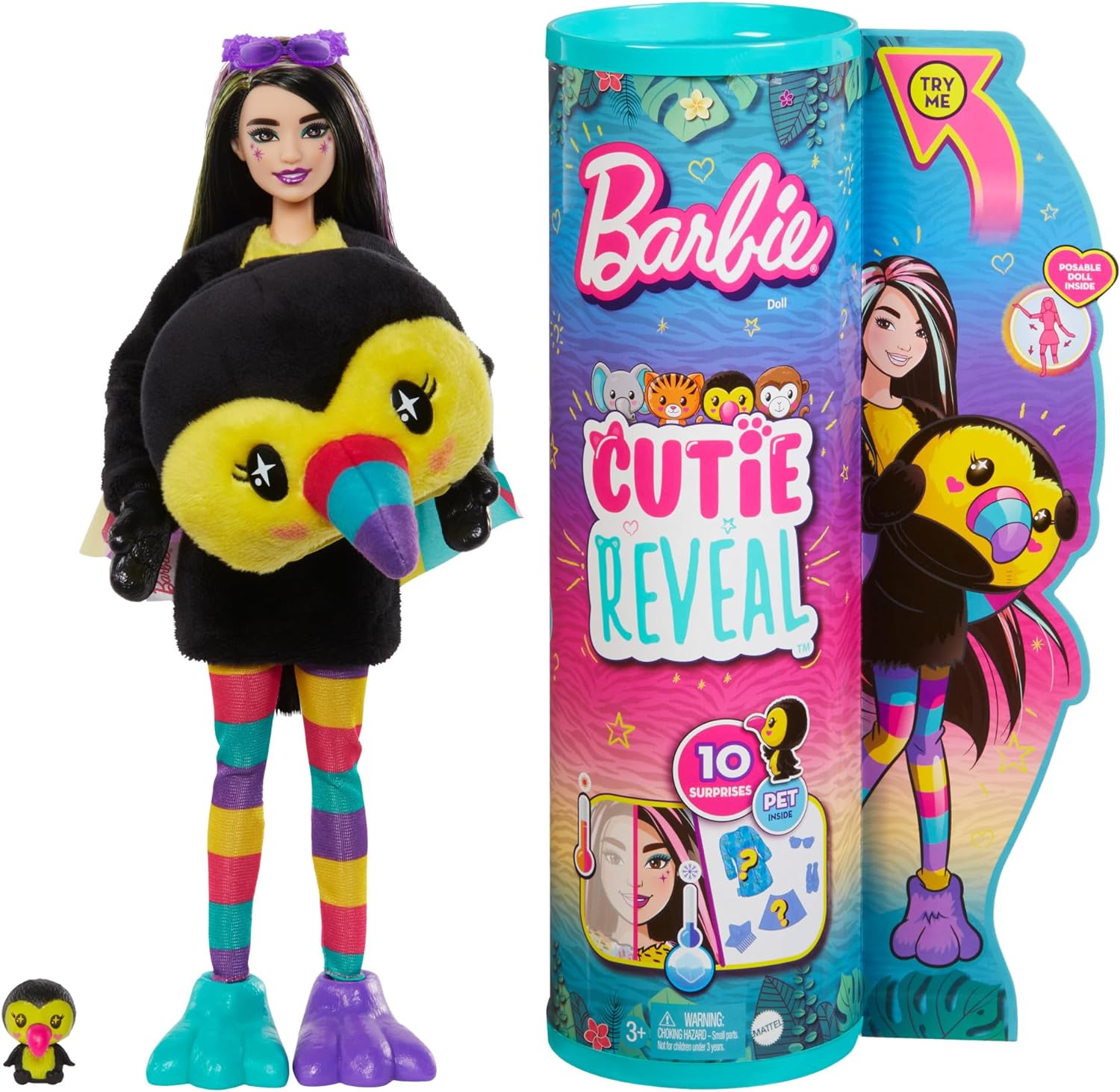 Mattel Barbie Cutie Reveal Dschungel Serie Puppe - Tukan HKR00