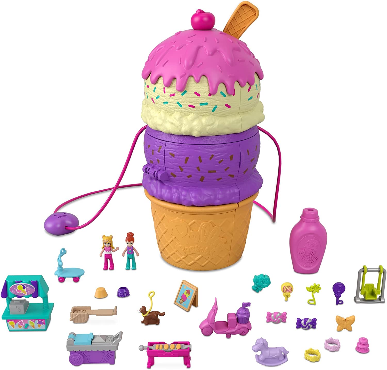 Polly Pocket Ausklappspaß-Schatulle Eiswaffel Mattel HFR00