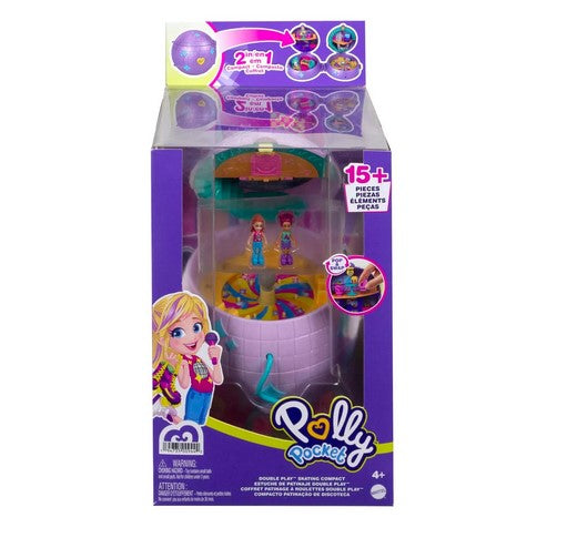 Polly Pocket Double Play Estuche de patinaje Cofre bolso 2 en 1 con forma de bola de discoteca con muñecas y accesorios, juguete 4 años (Mattel HCG24 Polly Pocket Double Play Estuche de patinaje Cofre bolso 2 en 1 con forma de bola de discoteca con muñecas y accesorios, juguete 4 años (Mattel HCG24